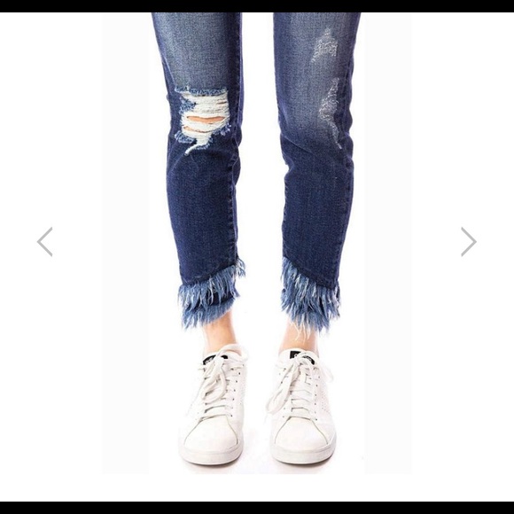 KanCan Dark Distressed Fringe Ankle Skinny Jeans Sz. 5 (26) EUC - Picture 3 of 11
